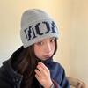 New Big Head Wool Hat for Women In Autumn and Winter Face Showing Small Letters Knitted Hat Red Warm Hat Cold Hat Men