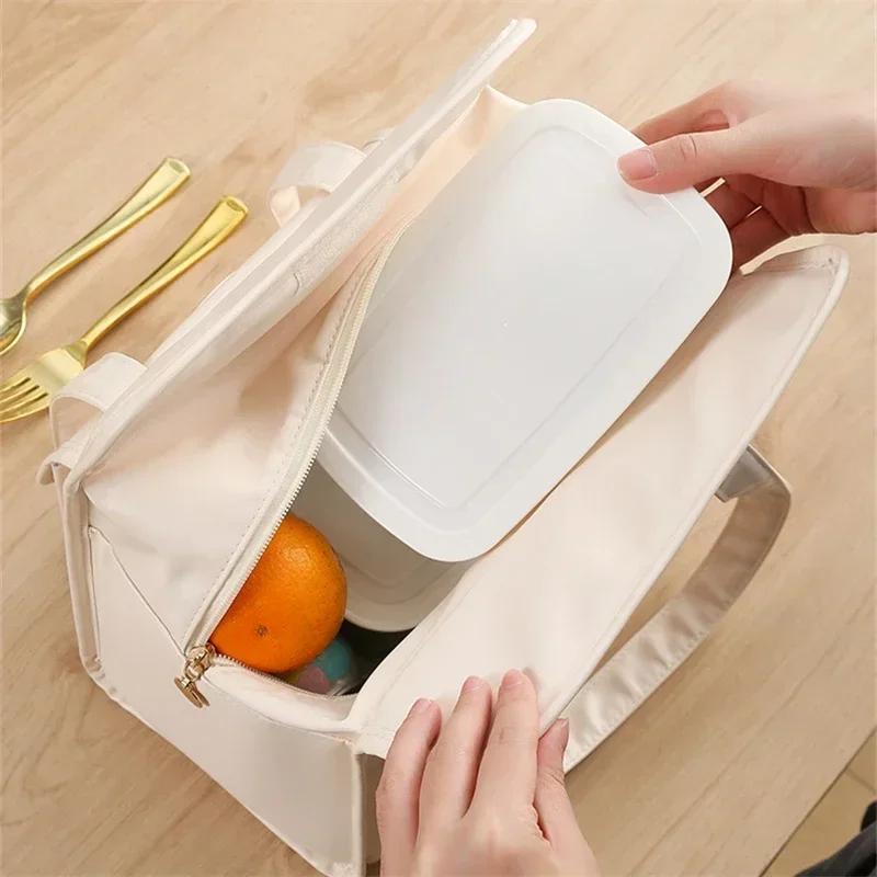Thickened Waterproof PU Leather Lunch Bag PEVA Lining Cooler Bag Office Worker Bento Box Thermal Insulation Portable Lunch Bags