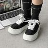 Spring new couple thick-soled high-rise muffin shoes versatile canvas breathable casual board shoes 23222-K