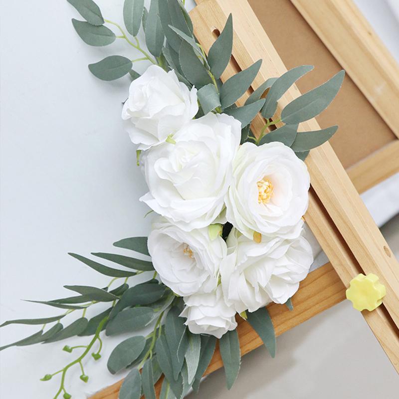 2pcs Artificial Wedding Flowers Hanging Garland Welcome Sign Backdrop Decoration Party Arches Fake Flowers Window Display Floral