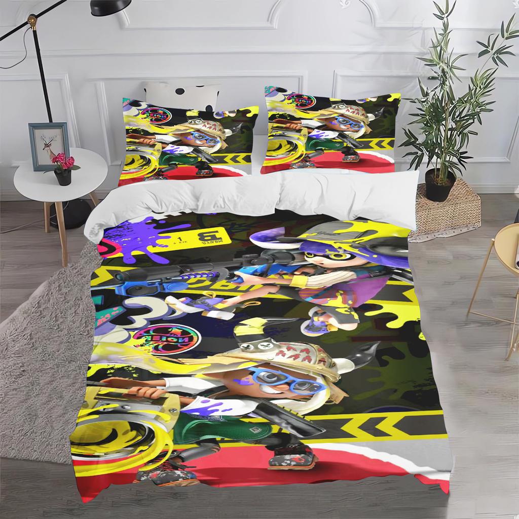 Game, Splatoon, Anime 100% Polyester Bedding Set Duvet Cover Set Printed Cartoon Home Decor