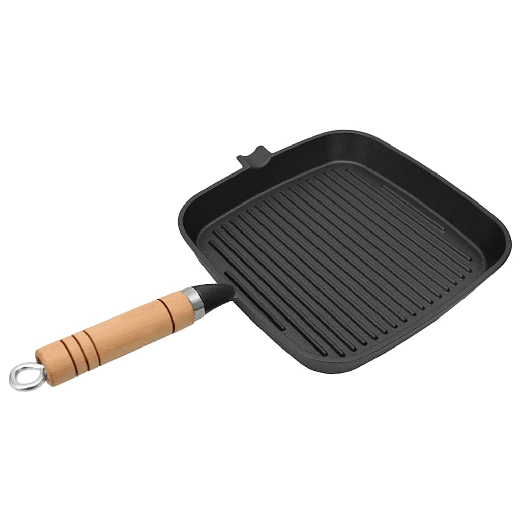 vidaXL Grillpfanne mit Holzgriff Gusseisen 20 x 20 cm schwarz