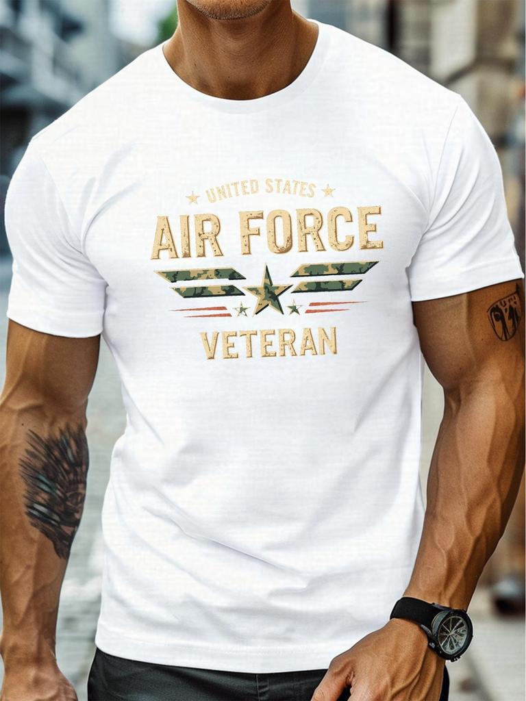 Veteran T-Shirt Men's Casual Short Sleeve T-Shirt Tee Designed for United States Air Force Vet