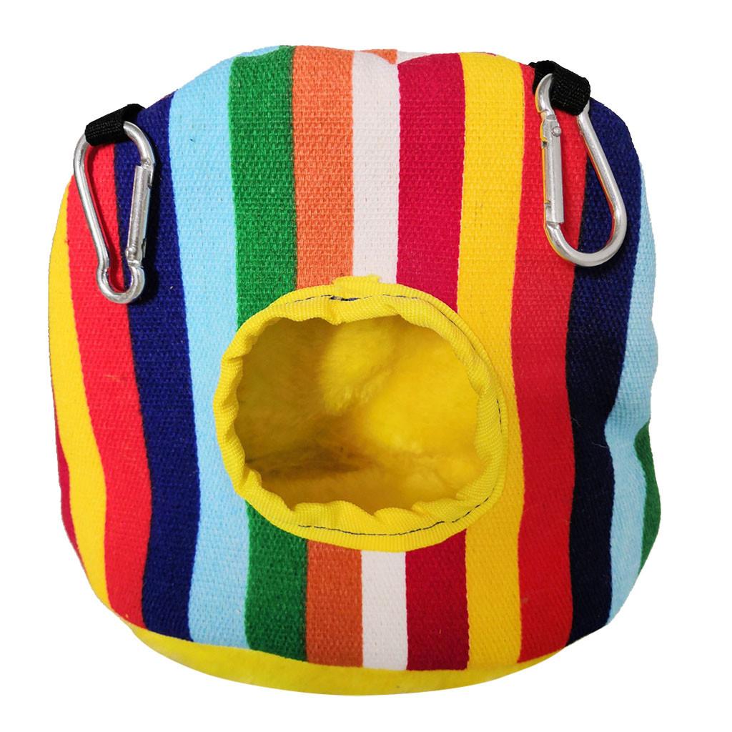 

Пташиний намет плюшевий різнокольоровий смужний теплий висить для клітини спальне ліжко Parrot Cave