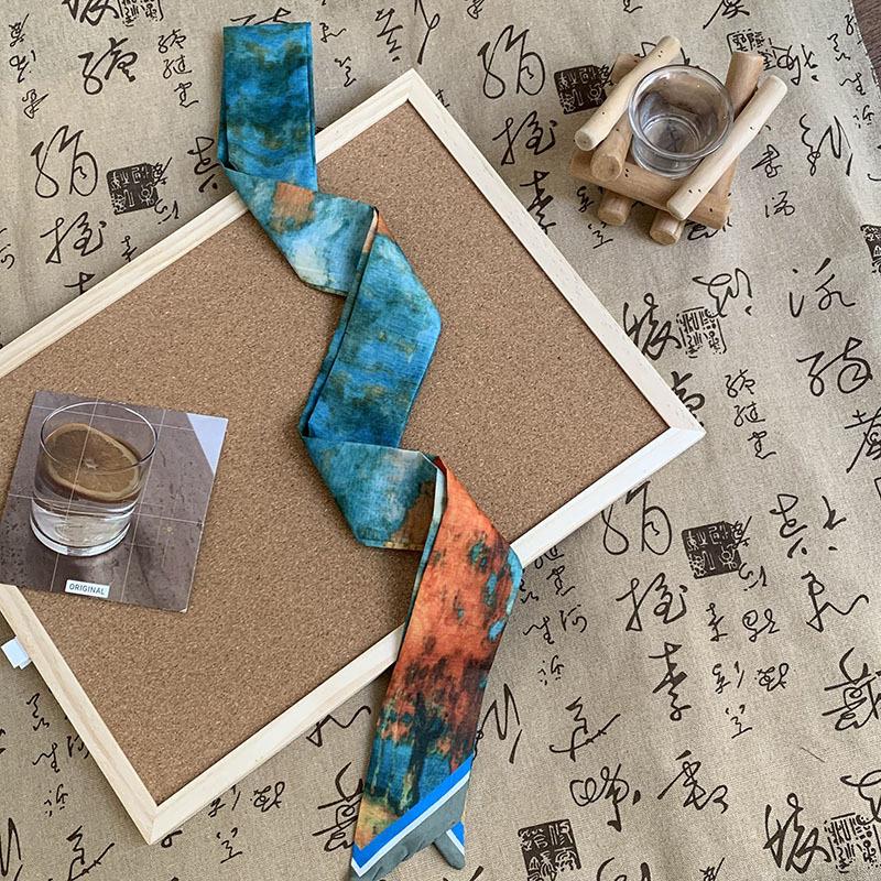 Silk scarf premium sense slender strip narrow silk scarf women's retro versatile streamer headscarf headband hair band hair tie bag decorative belt