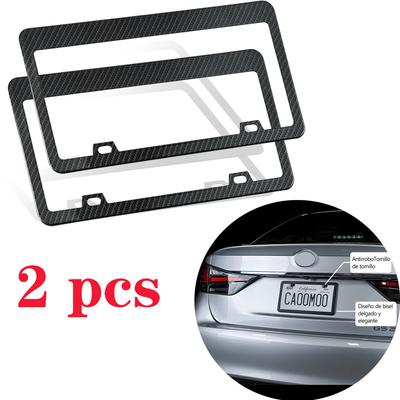 2PCS Universal American License Plate Frame With Screws Washer Caps Number Plate Car Stainless Plate Frame for Truck Vehicle License Plate Covers