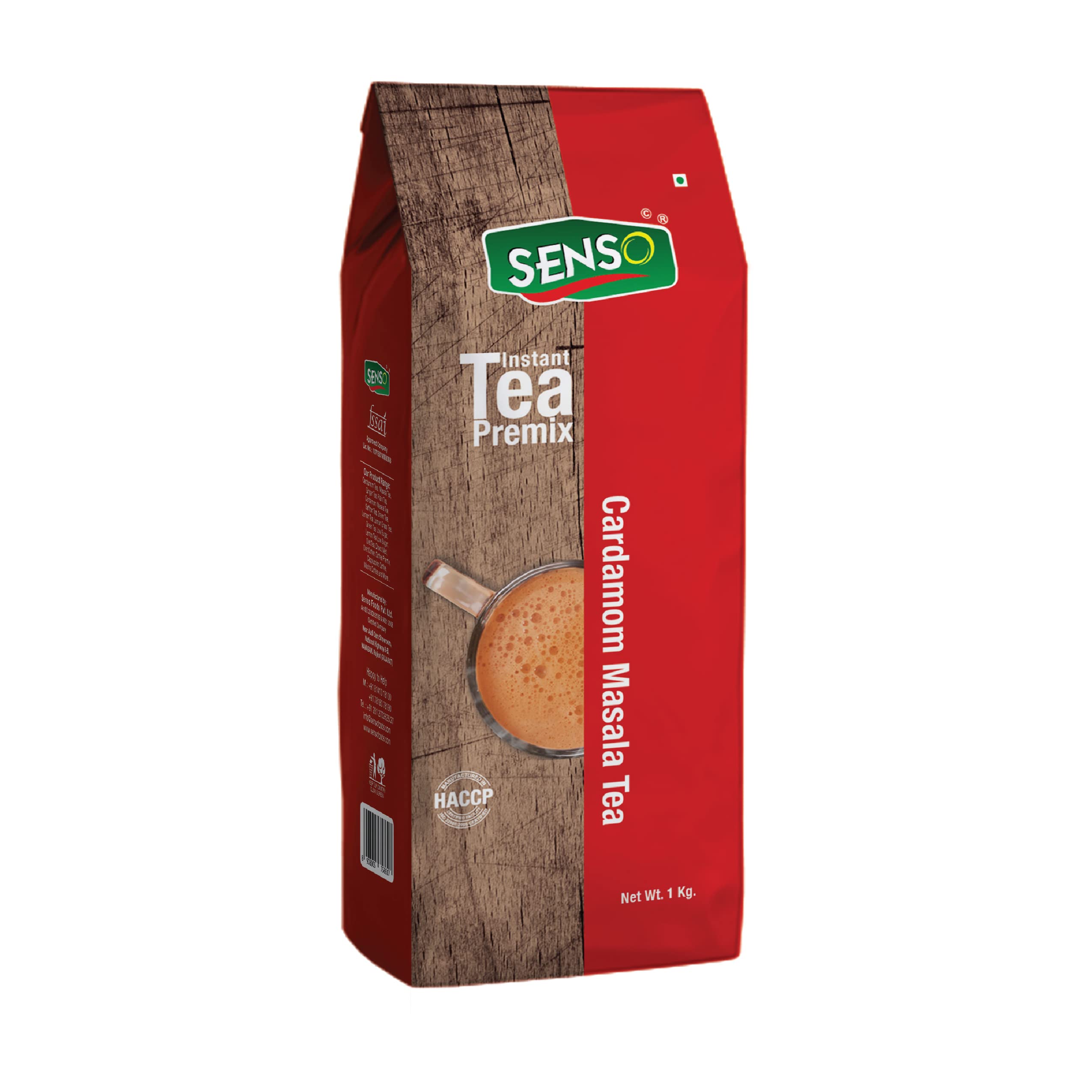 SENSO Cardamom Masala Tea 1 Kg Pack - Strong Premium Powdered Chai Premix With Natural Elaichi - Instant Vending Machine Tea - Assam