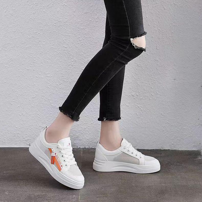 

Летние сетчатые туфли женские белые туфли женские весенне-летние новые универсальные студенческие плоские дышащие сетчатые кроссовки с вырезом 40