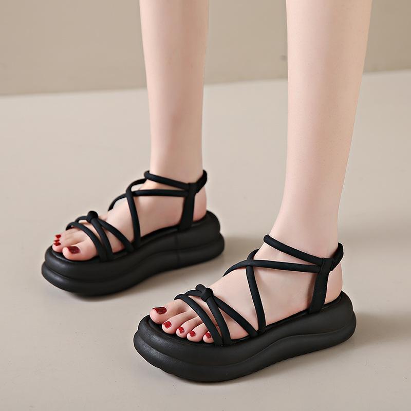 2024 New Style Summer Roman Style Elevator Sandals with Soft Sole and Wedge Heel for Women