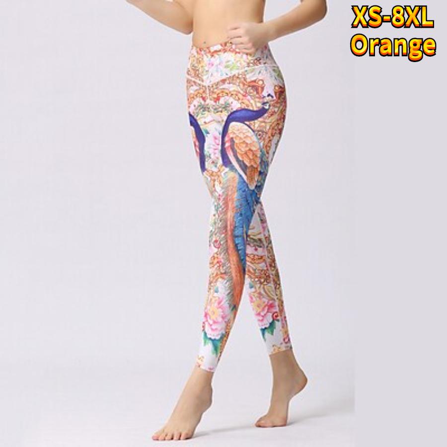 Leggings de yoga stretch pentru femei, albastru închis, cu imprimeuri de păun, fitness, alergare, sală, sport, pantaloni activi