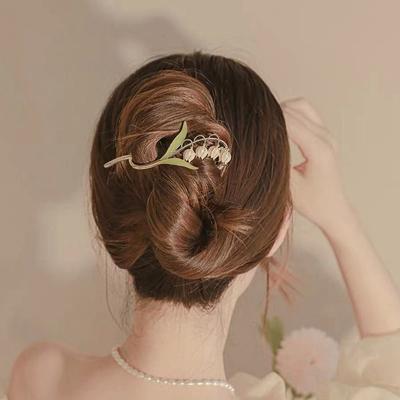 Nuovi fermagli per capelli da donna eleganti color oro, a forma di mughetto, geometrici, a chela di granchio, accessori per capelli con fascia metallica vintage