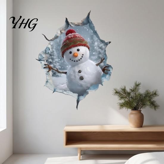 Christmas Wall Murals Stickers, 3D Holiday Decals for Living Room Bedroom And Party Decor Decor, Removable PVC Festive Art Home Entrance Classroom