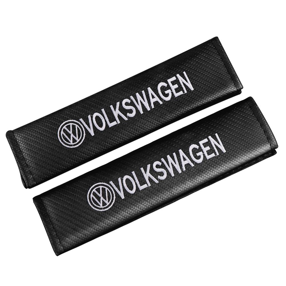 Valve Stems Caps 2Pcs Carbon Fiber Car Safety Belt Shoulder Cover Pads For Volkswagen VW Caddy Tiguan Golf 4 5 Beetle Touran Pol zd7