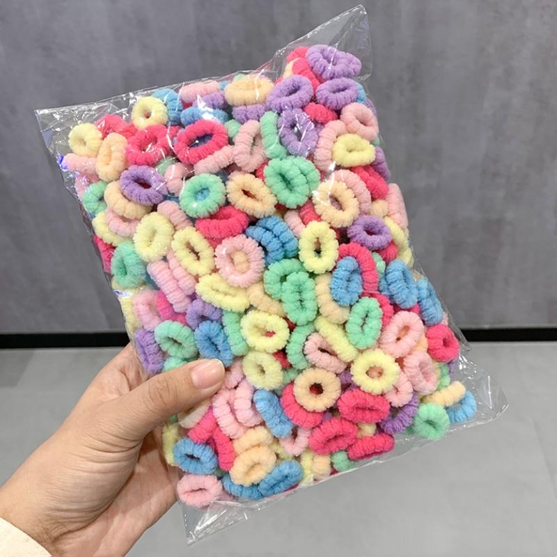 500 Stück/Set Kinder Einfarbig Gitter Welle Elastische Haarbänder Baby Mädchen Scrunchie Gummibänder Kind Süß Niedlich Haaraccessoires