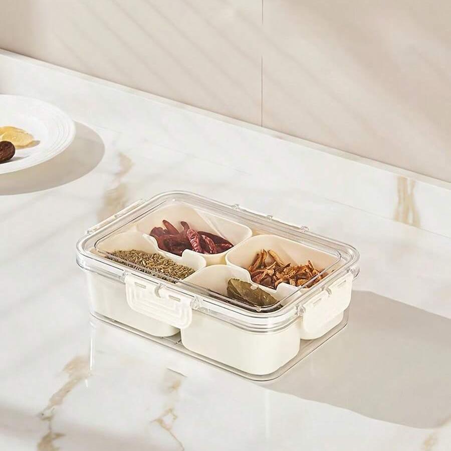 4/8Grid Snack Box Container Portable Travel Refrigerator Food Storage Box, Snack Organizer, Divided Storage Containers Salad Box