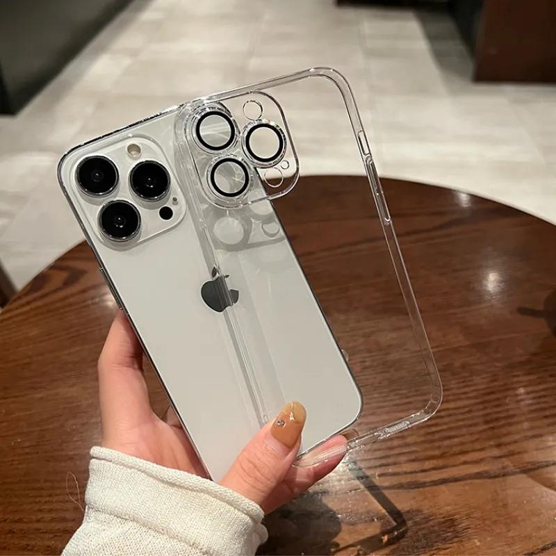 Luxury Clear Crystal Hard PC Shockproof Phone Case For iPhone 17 16 13 12 14 15 Plus 17 Pro Max Air With Lens Protector  Cover