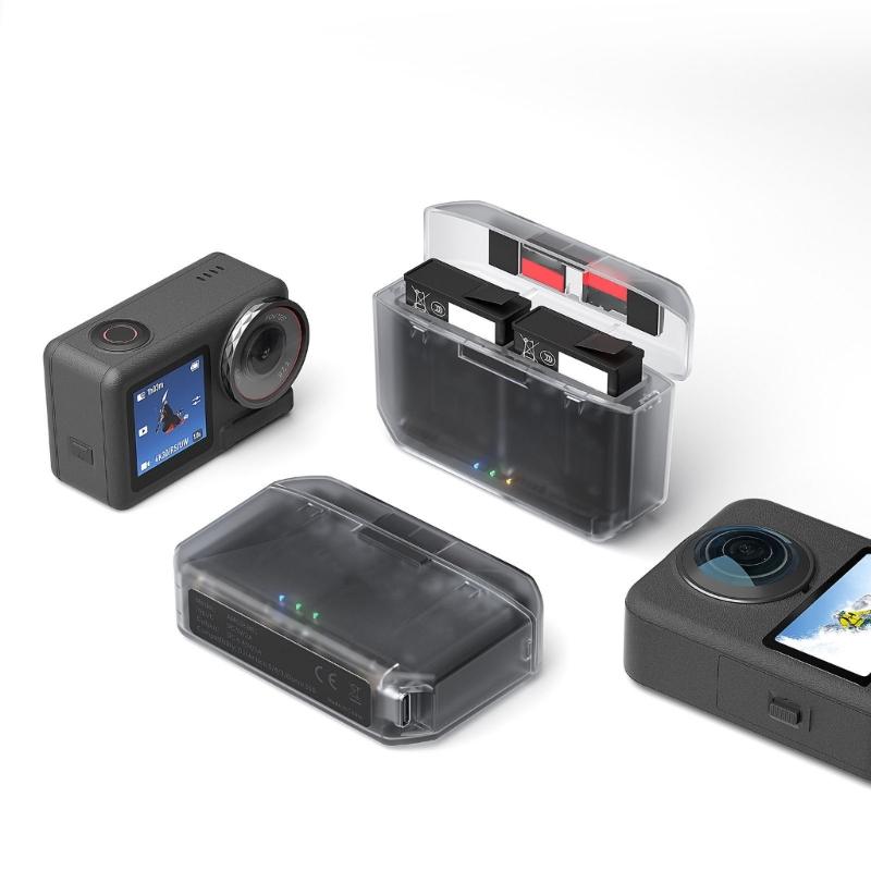 Portable Charging Case With Magnetic Closure Intelligent Protections System Double Slot For Action 5Pro/4/3/Osmo360 Batteries