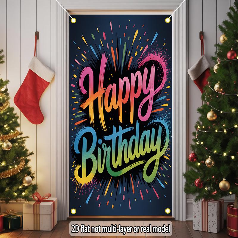 Happy Birthday Door Curtain Eighteen Family Gatherings Polyester Home Decor