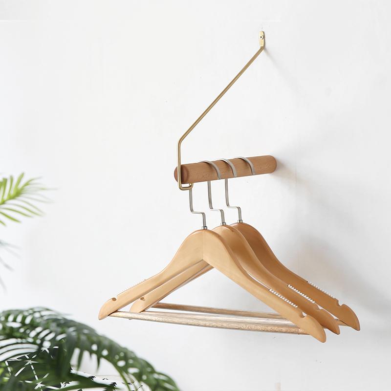 Wall Hanging Coat Rack Solid Wood Hayfork Hangers Bedroom Entrance Clothes Hooks Bamboo Home Furniture