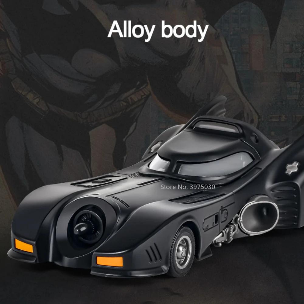 1:24 Scale 1989 Batmobile Sports Car Alloy Miniature Model Metal Diecast Vehicle Sound Light Plaything Decoration Gifts for Kids