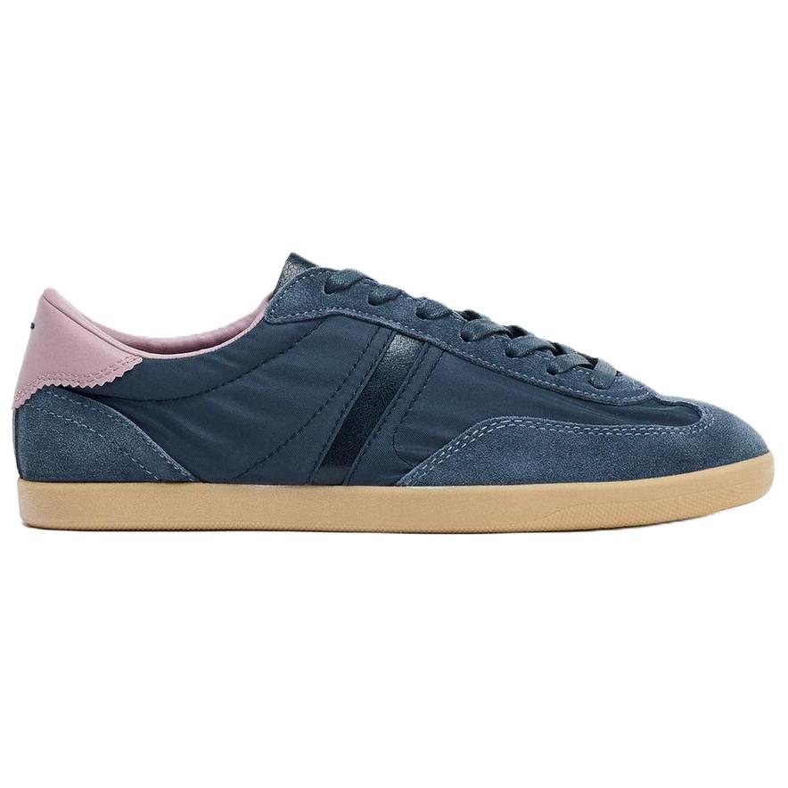 Zara Leather Round Toe Versatile Low Top Sneakers Women Sneakers Blue 5402610400