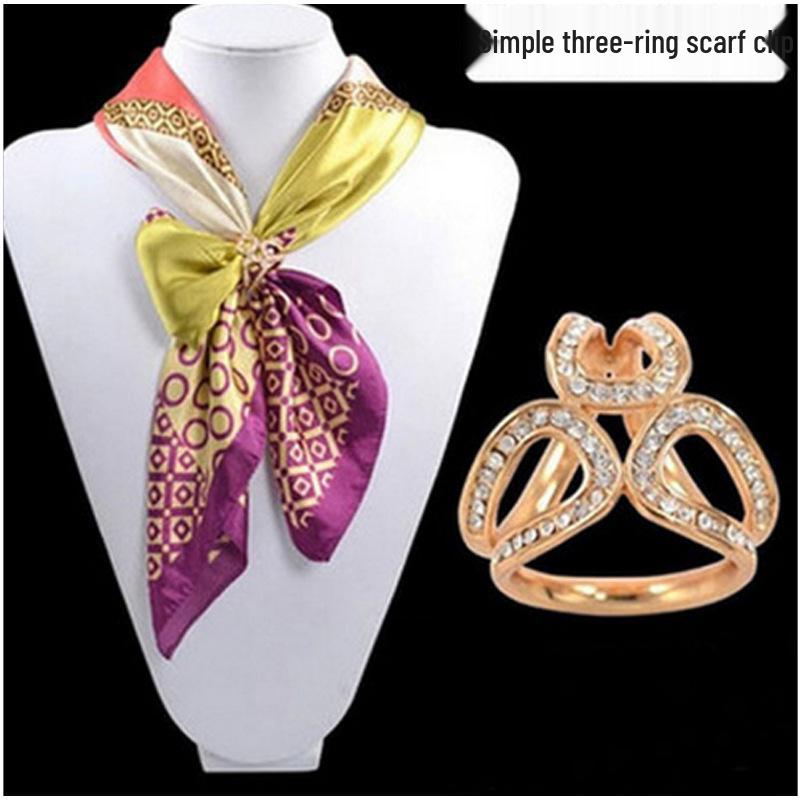 Exquisite Ethnic-Style Floral Scarf Buckle for Women - Three-Ring Design