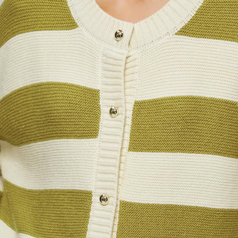 Women's Korean Style Loose Striped Long Sleeve Knit Cardigan