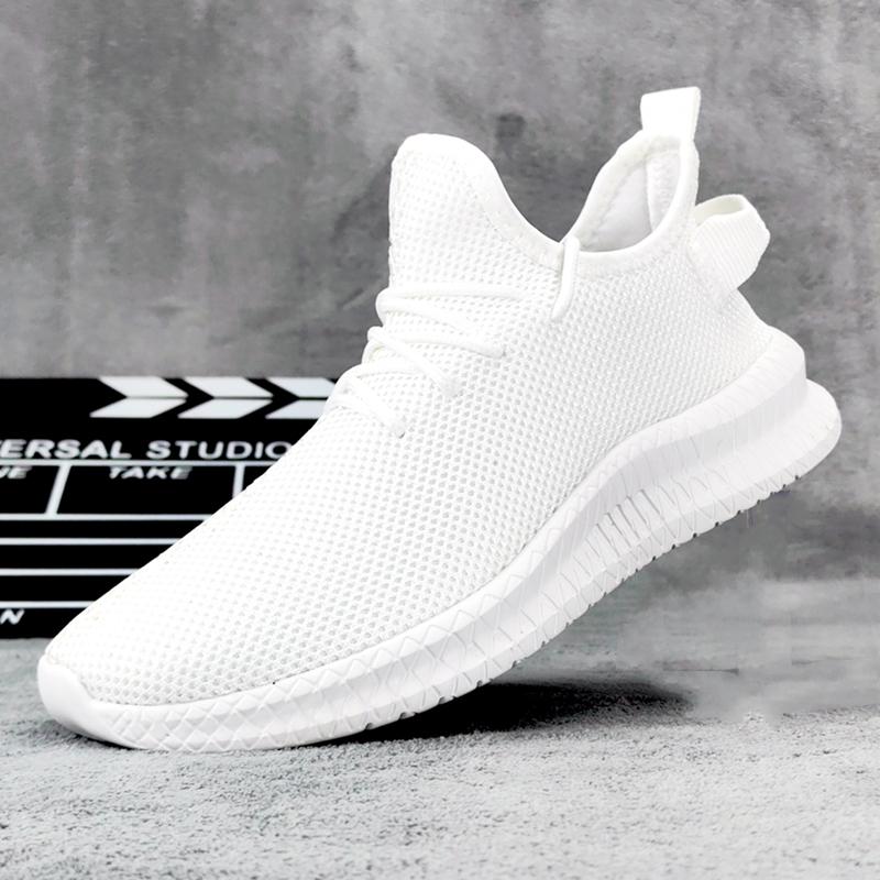 Мужские легкие дышащие кроссовки на шнуровке с подошвой MD, идеально подходящие для тренировок, бега и повседневного активного отдыха в любое время года. 39 белый