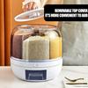 Food Grain Storage Container 6 Grid Rice Dispenser Rotatable Sealed Grain Food Storage Box Large