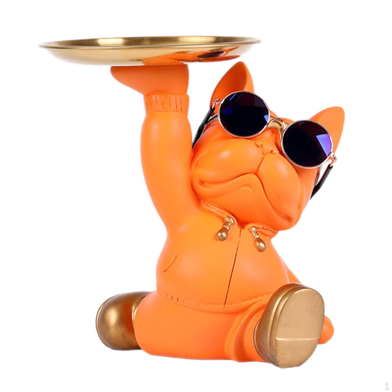 

Фигурка бульдога с подставкой для ключей - необычный декор для домашнего офиса оранжевый