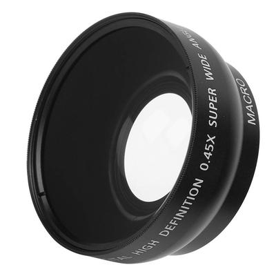 VEGBY1 49mm Macro Aluminum Alloy Optical Durable and Photography Replacement Lens for All 49mm Diameter Camera Lenses 0.45X Wide-Angle Lens, + Glass,
