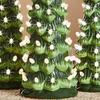 Pre-lit Hand-Painted Resin Tabletop Christmas Tree Small Light Up Holiday Tree Decoration for Home Party Decor