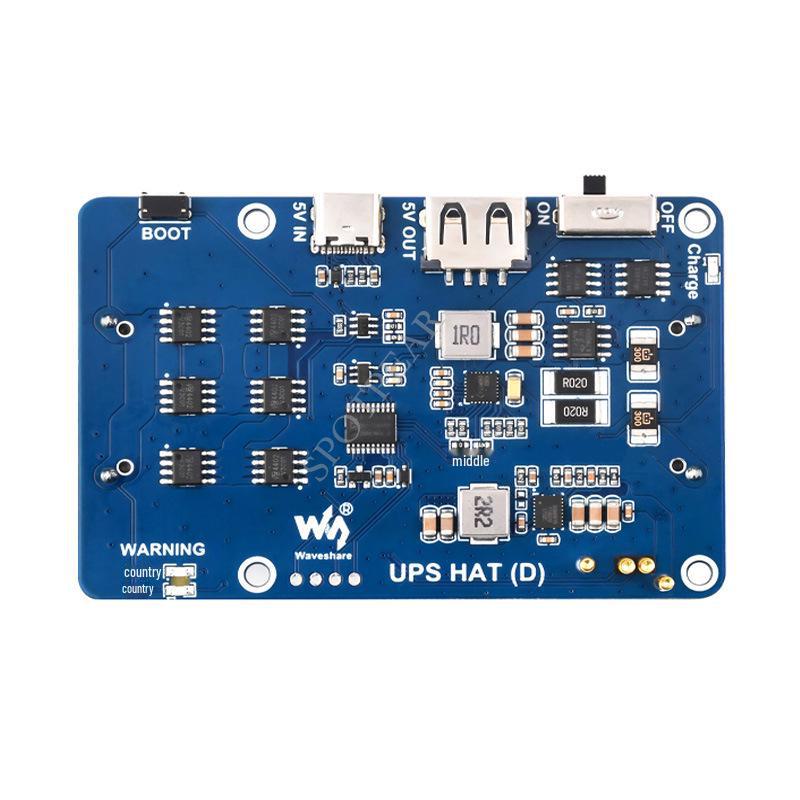 Raspberry Pi 21700 Large Capacity UPS Module: 5V Output, Simultaneously Supports Charging & Discharging