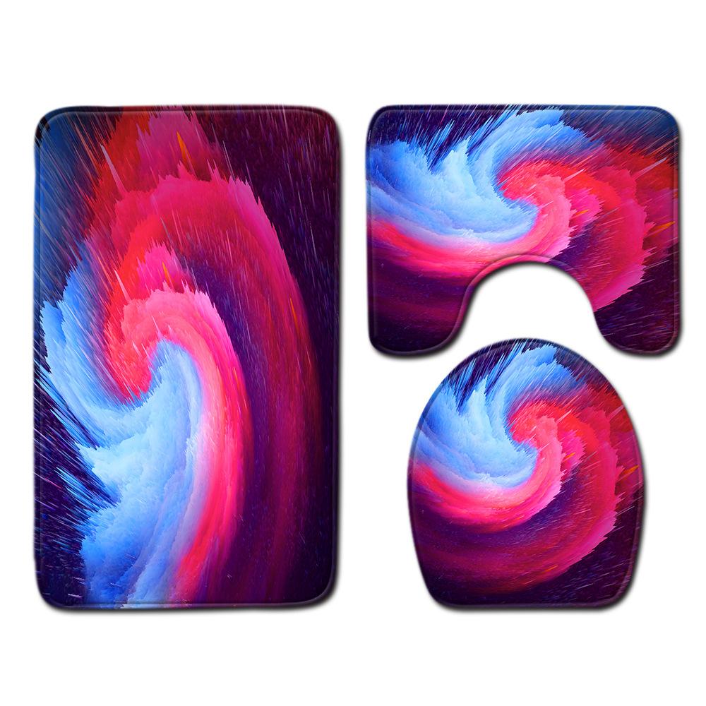 Fashion Painted Toilet Three-Piece Floor Mat Bathroom Door Mat Coffee Table Sand Carpet