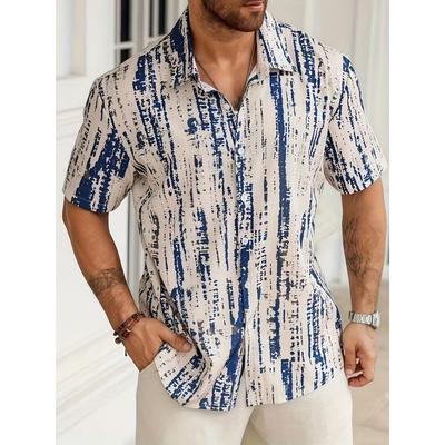 Summer Short Sleeved Shirt Men's European and American Street Striped Shirt Casual Fashion Vacation Style