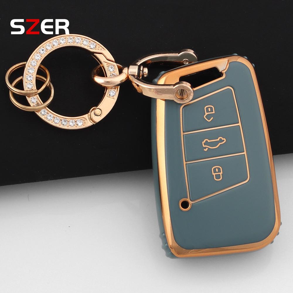 Tpu Car Key Case Cover Bag Shell For Vw Volkseagen Passat B8 Magotan For Skoda Superb A7 Kodiaq Seat Fob Keychain Accessories