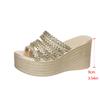 Fashion Aphixta Gold Sole Weave Design Women Wedge Slides 9cm High Heels Summer Beach Shoes for Woman Fashion Women's Sandals