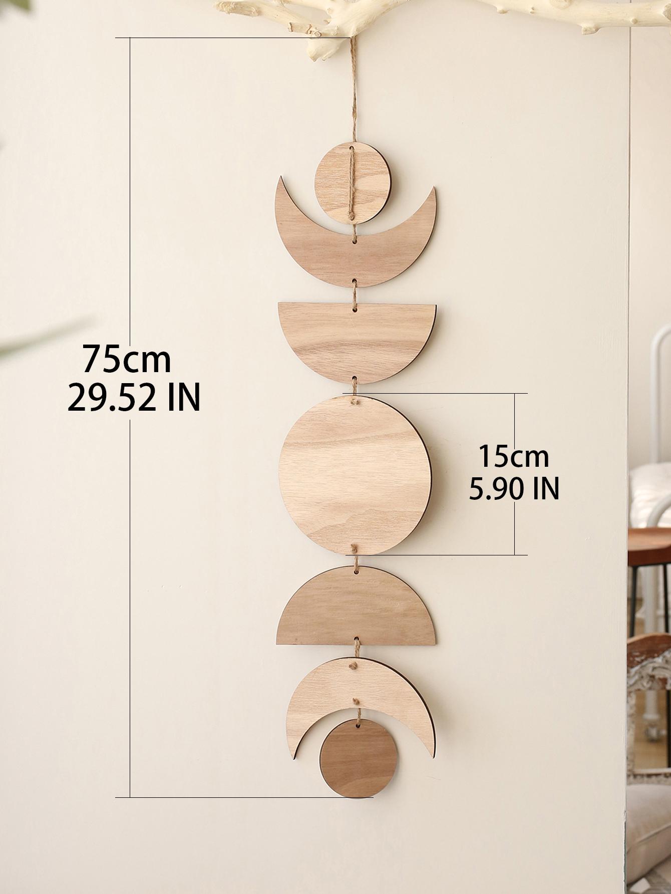 Настенный подвес  Фазы Луны  Деревянный настенный декор Бохо Домашний декор Подвеска для гостиной Деревянное ремесло Подвесные украшения для подарка на Рамадан