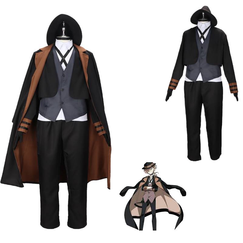 Dogs Stray Bungo Nakahara Chuuya Cosplay Costume Set Halloween Anime Role Play