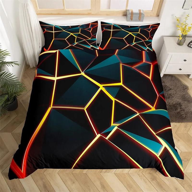 Honeycomb Duvet Cover Set Pink Geometry 3D Printed Bedding Set Polyester Cool Style Double Queen King Quilt Cover For Boys Adult