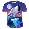 European and American Trendy New Animal Wolf Cool 3D Digital Printed Pattern Street Style Men's Casual T-shirt