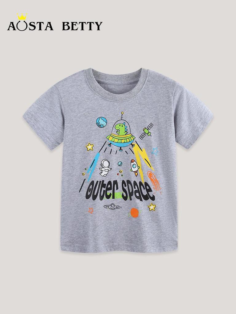 European & American Style Cartoon Print Boys' Knit Cotton T-Shirt - Summer Short-Sleeve for Toddlers & Children