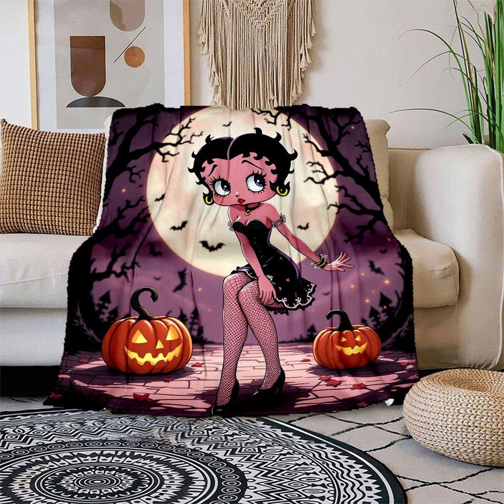 Halloween Betty Boop Pokrowiec na Telefon Koc Flanelowy Rzut do Sofy, Łóżka, Podróży, Kempingu, Biura, Kanapy, Krzesła