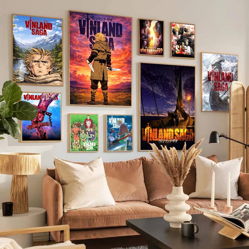 Anime V-Vinland Saga Vintage Posters Sticky Retro Kraft Paper Sticker DIY Room Bar Cafe Kawaii Room Decor