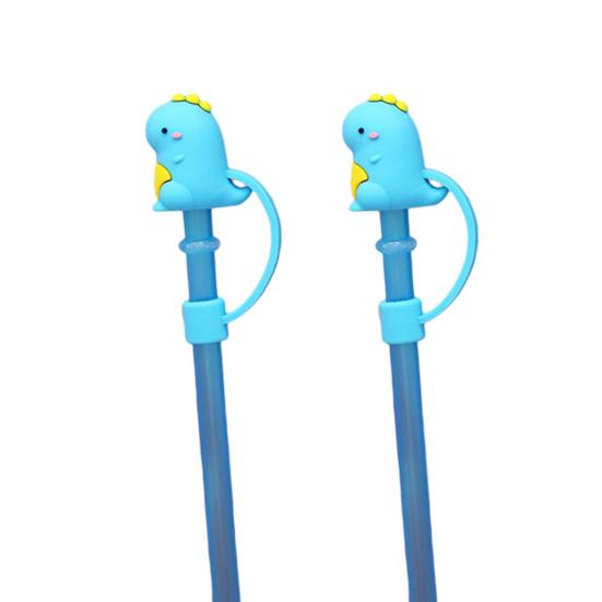 

2 шт. многоразовые заглушки для трубочек без запаха, милые, мягкие, нескользящие, пылезащитные, силиконовые, с мультяшным дизайном, крышки для трубочек для ежедневного использования