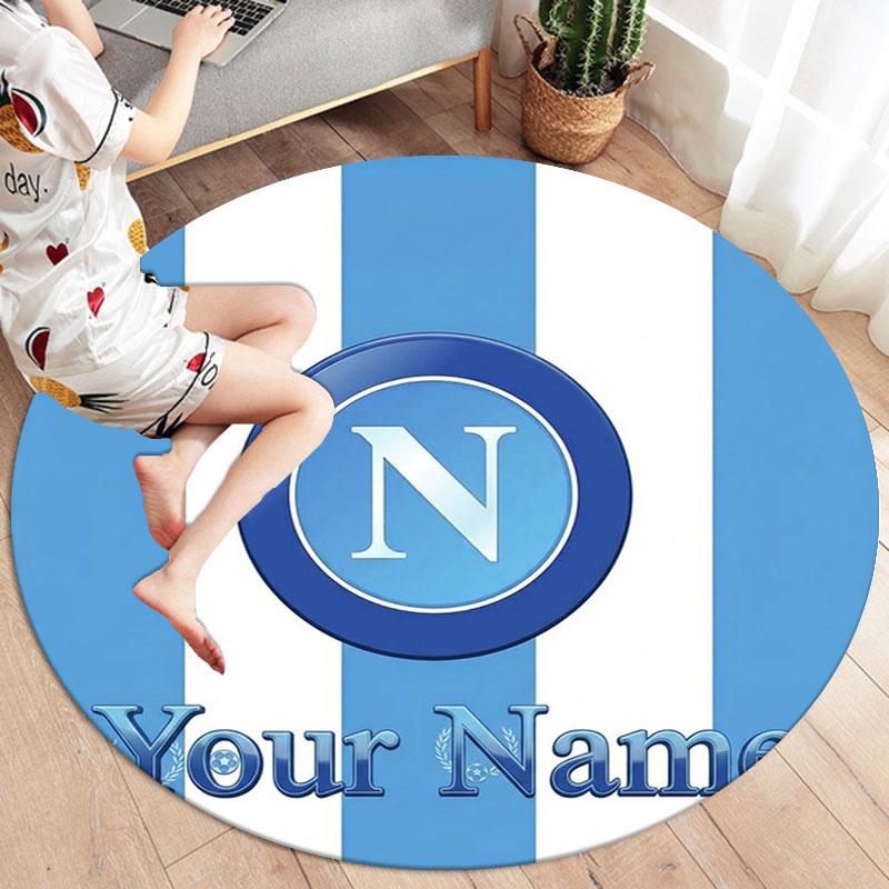 SSC Napoli Custom Name Round Area Rug,Carpet Rug for Living Room Bedroom Sofa Playroom Decor,Non-slip Floor Mat