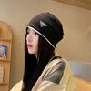 Label Autumn and Winter Solid Color Women Warm Cap Beanie Hat Korean Style Caps Knitted Hat