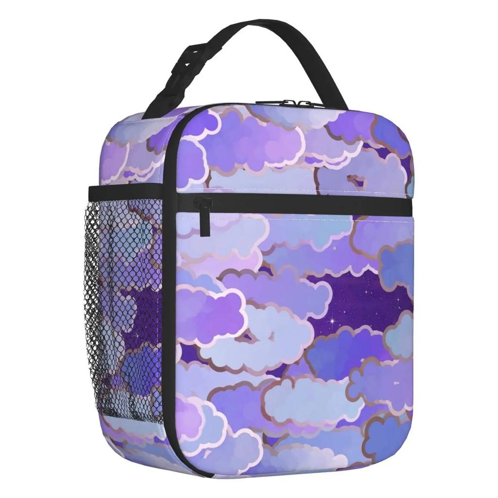 Japanese Clouds Insulated Lunch Bags for School Office Turquoise And Aqua Cloud Portable Cooler Thermal Lunch Box Women Children
