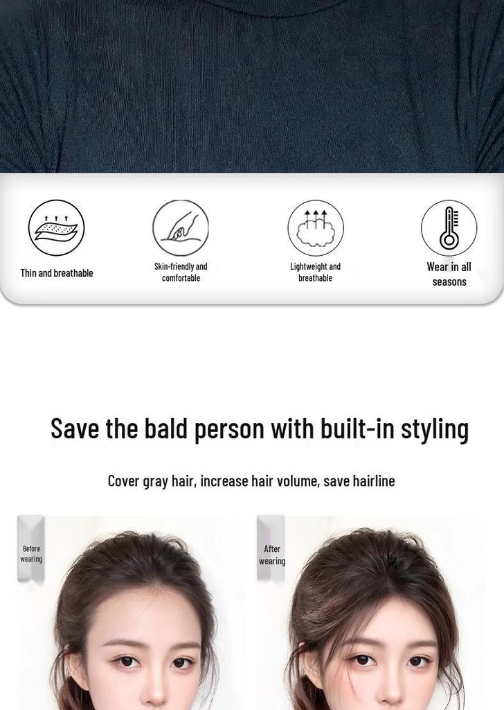 Invisible Fluffy Hair Volume Wig for Women - Seamless Real Hair Bangs Patch
