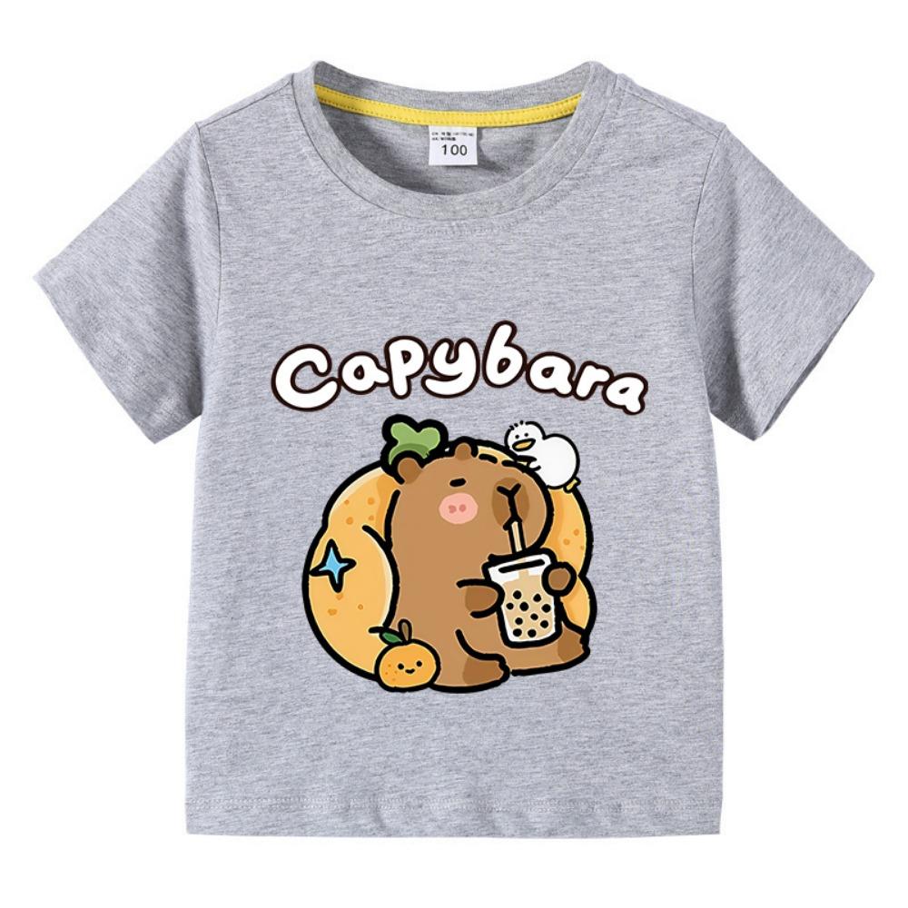Children  T-shirt Kids Capybara T-shirt  Child Boys Cute Capibara Round Neck Tops Tee Kids Clothes For Summer